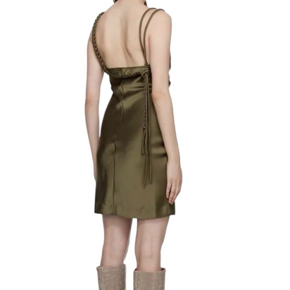 NWT House of Harlow‎ 1960 Black braided strap satin slip dress M (minor flaw) - Picture 3 of 12